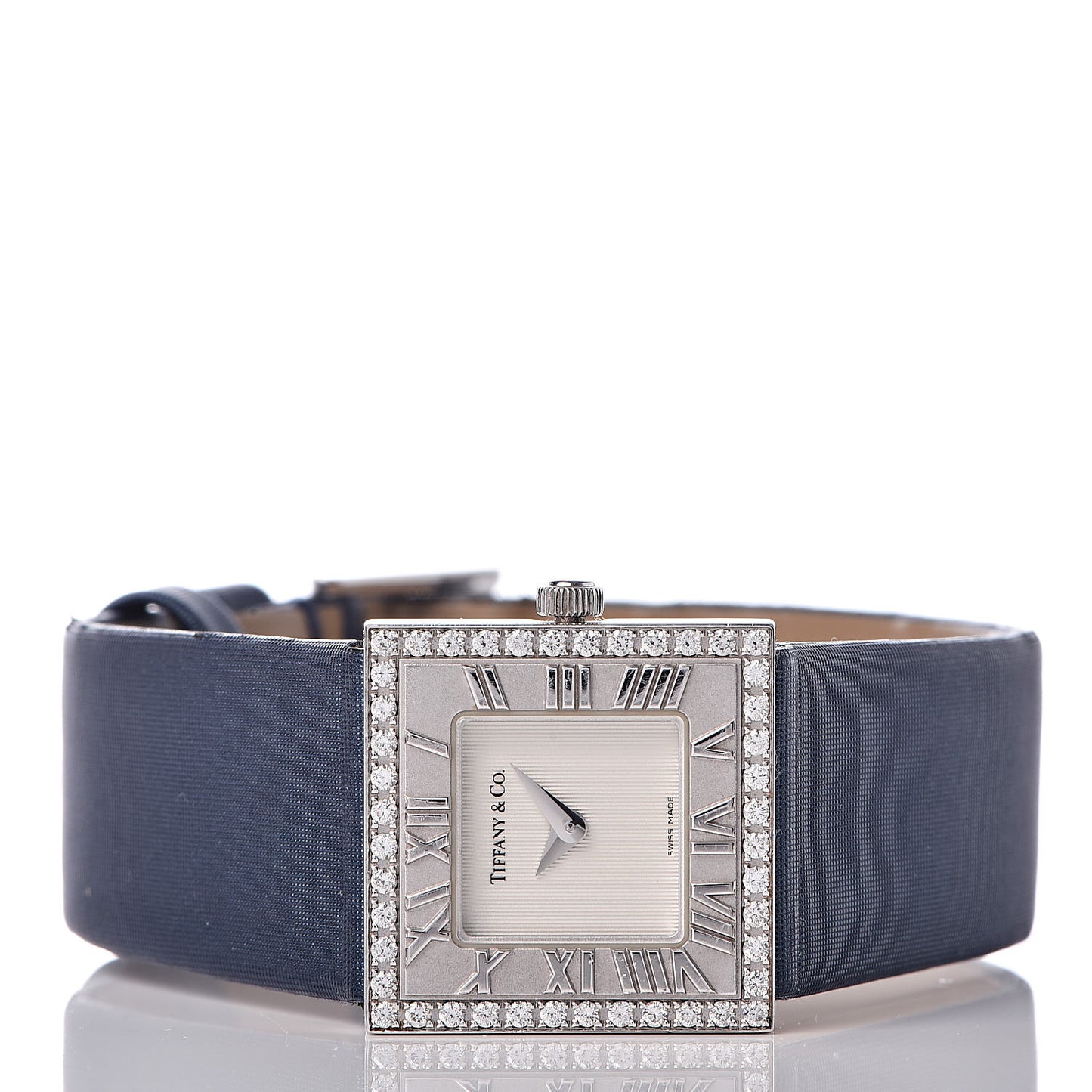 18K White Gold Satin Diamond Bezel 21mm Atlas Quartz Watch