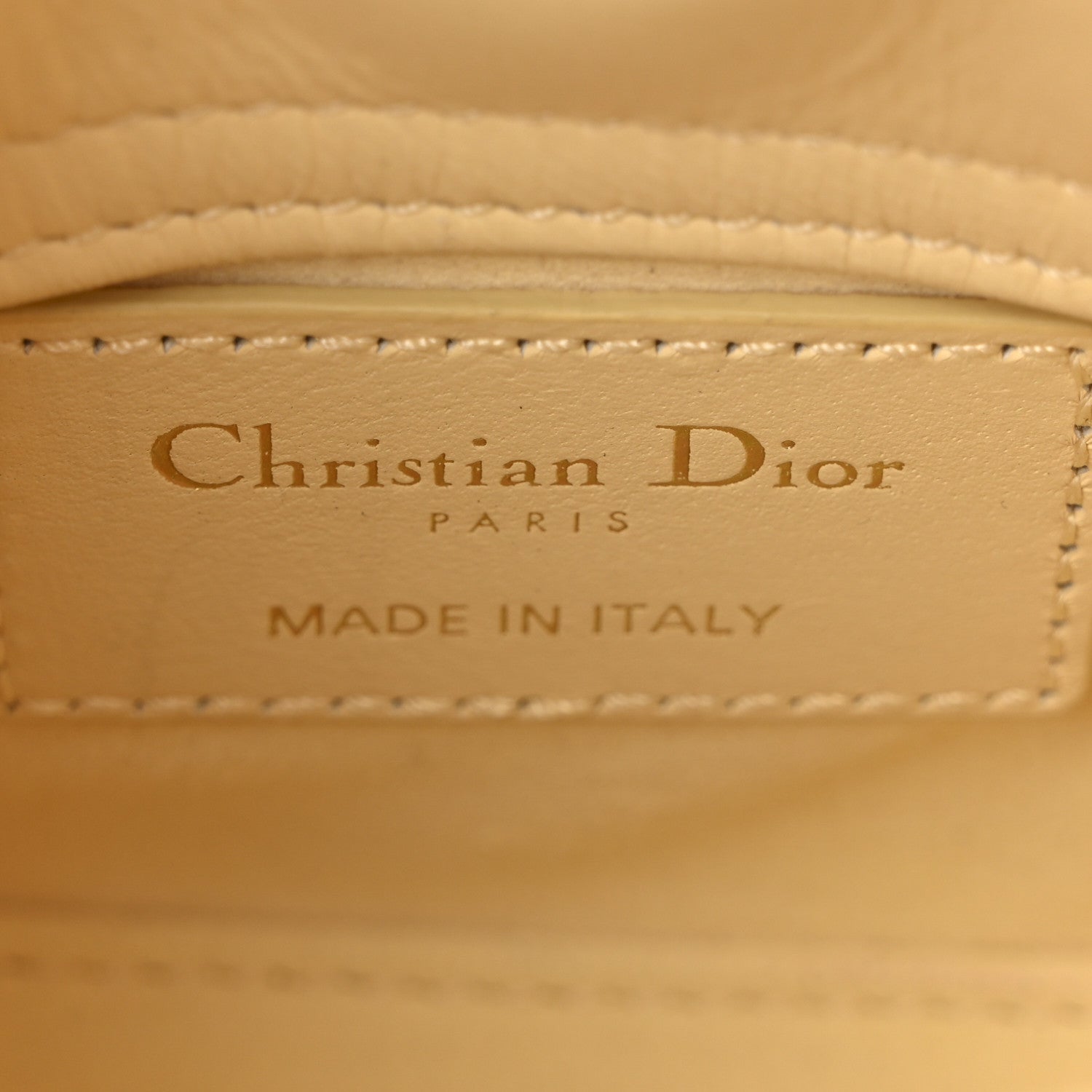 Christian Dior Lambskin Cannage Nano Lady Dior Light Yellow