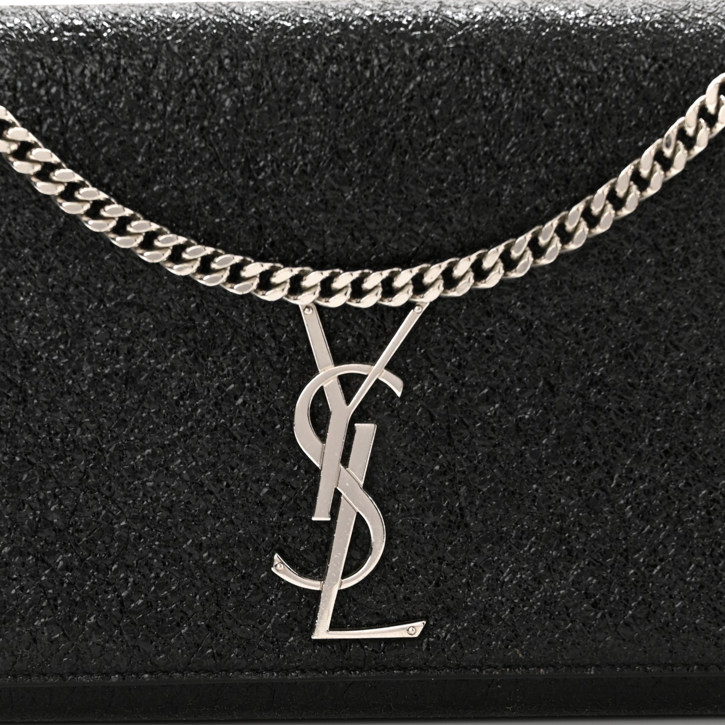 Metallic Sparkle Calfskin Medium Monogram Kate Satchel Black