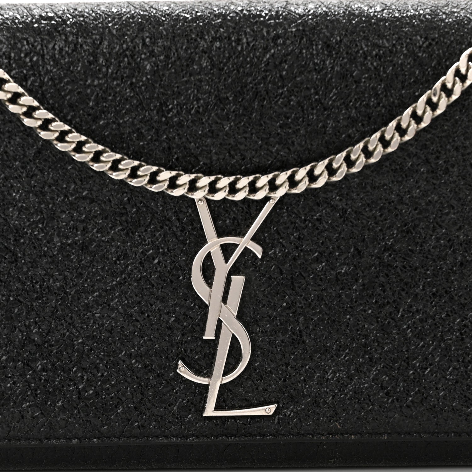 Saint Laurent Metallic Sparkle Calfskin Medium Monogram Kate Satchel Black 8 of 13