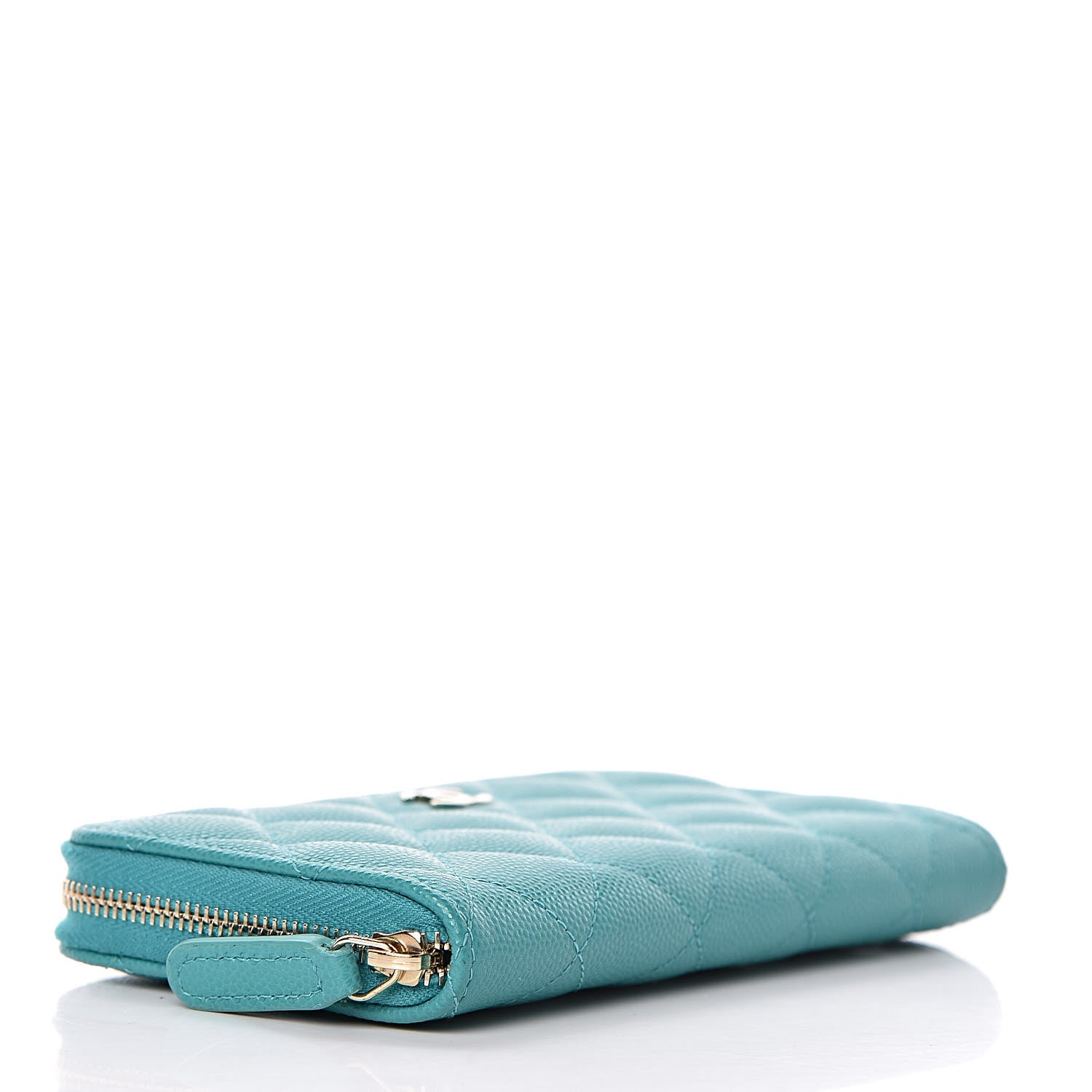 Chanel Caviar Quilted Small Zip Around Wallet Turquoise 4 of 9