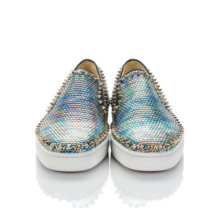 Christian Louboutin Mens Tresse Nacre Pik Boat Flats 42 Multicolor Colombe Metal 2 of 5