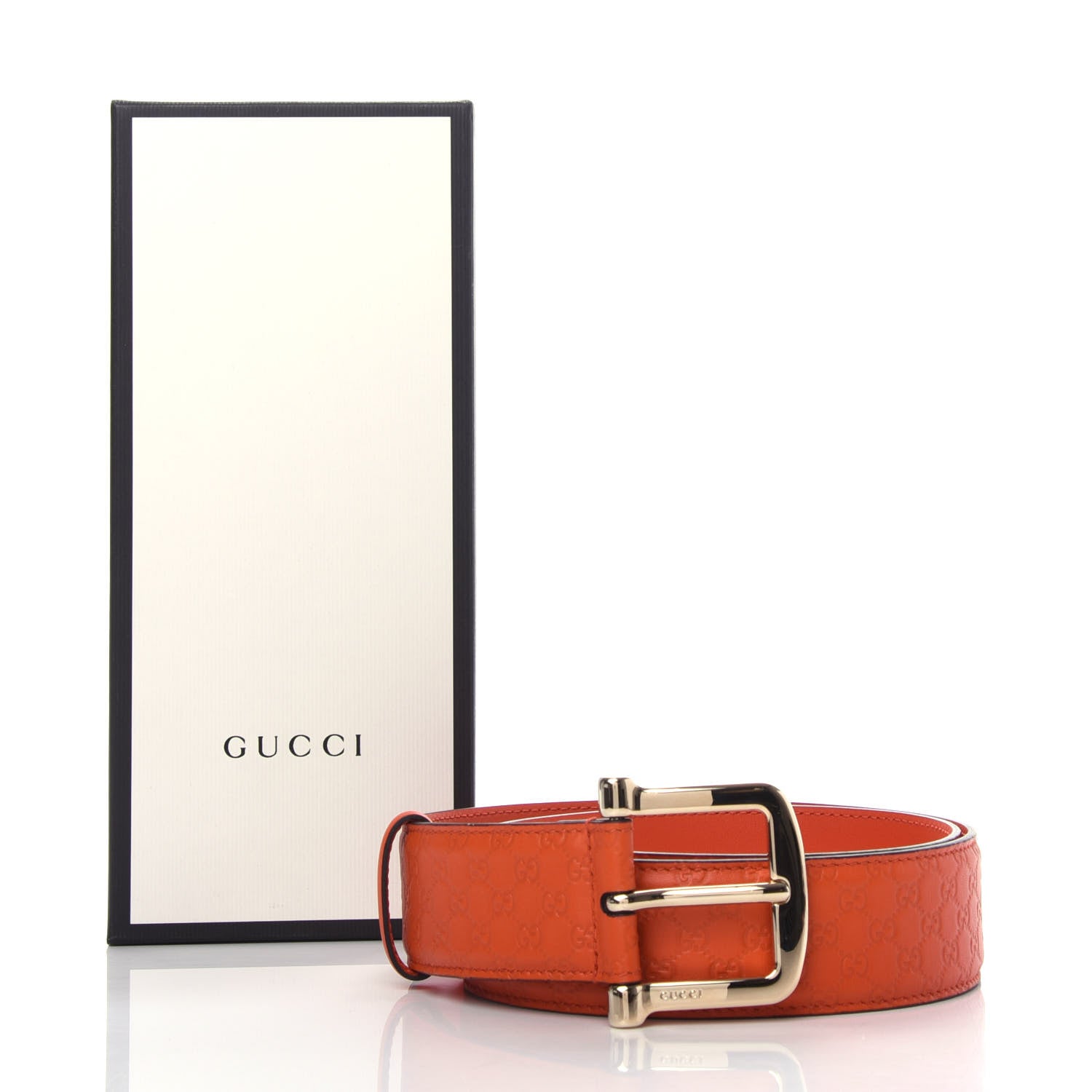 Gucci Soft Microguccissima 40mm Belt 80 32 Sun Orange 6 of 6