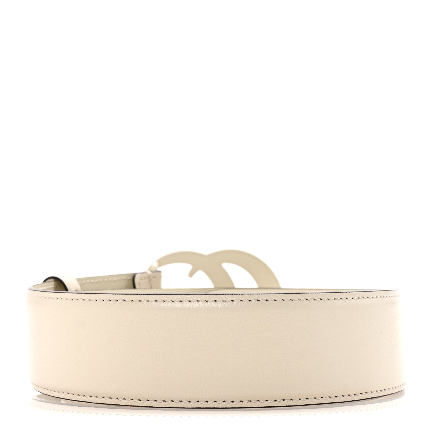 Gucci Azalea Calfskin Enamel Monochrome Double G 40mm Belt 75 30 Mystic White 2 of 6