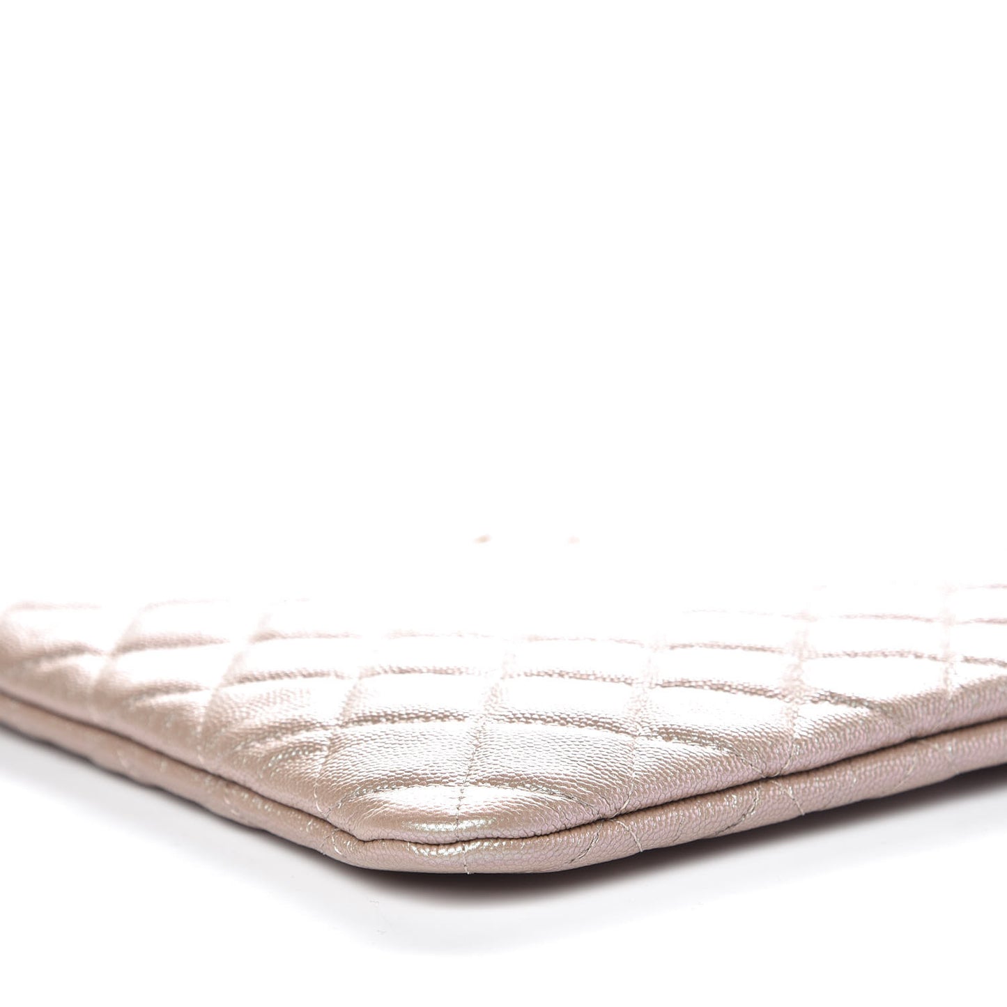 Iridescent Caviar Quilted Medium Cosmetic Case Beige