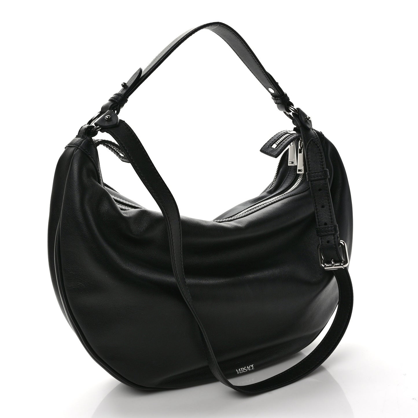 Calfskin Medium Repeat Zip Hobo Black