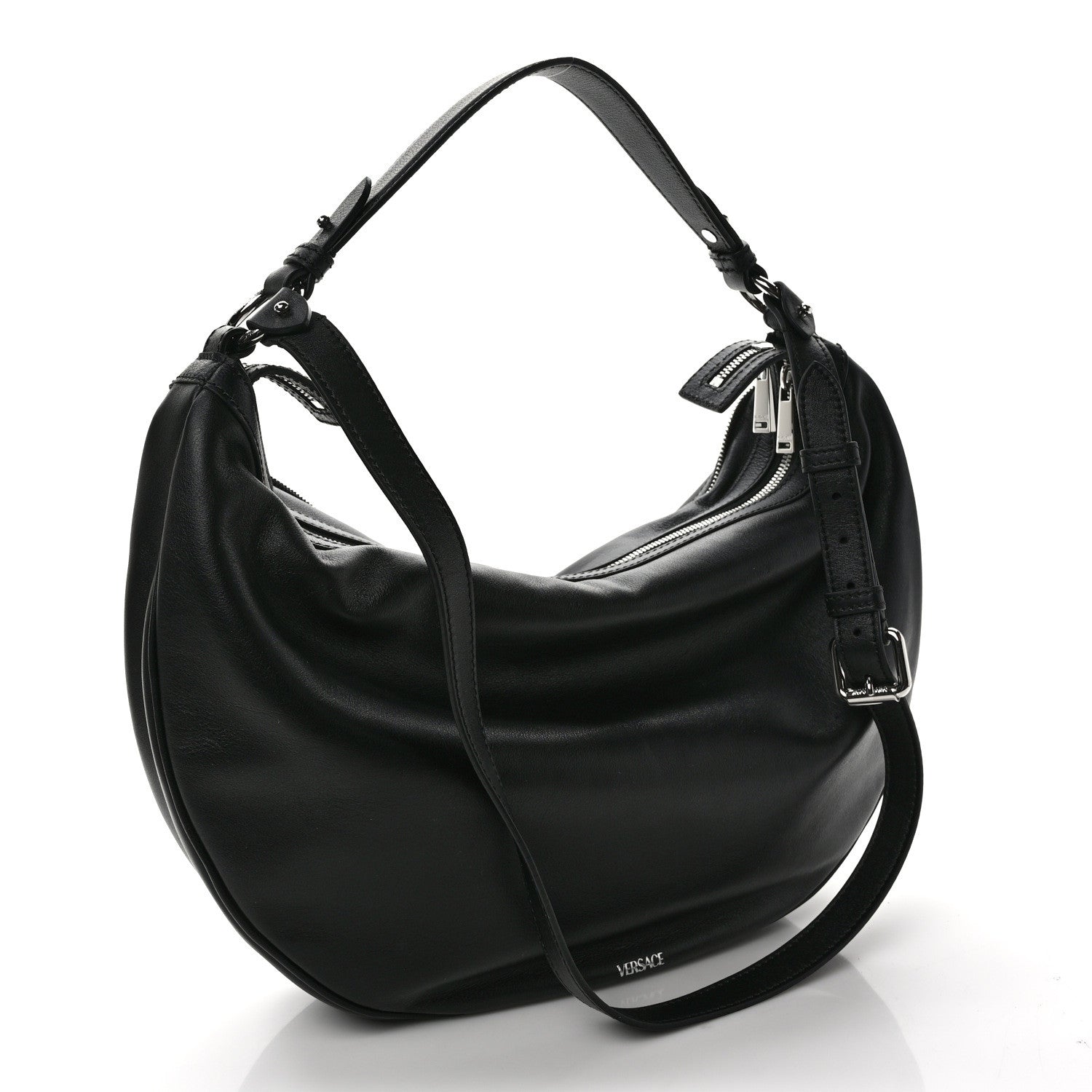 Versace Calfskin Medium Repeat Zip Hobo Black 3 of 9