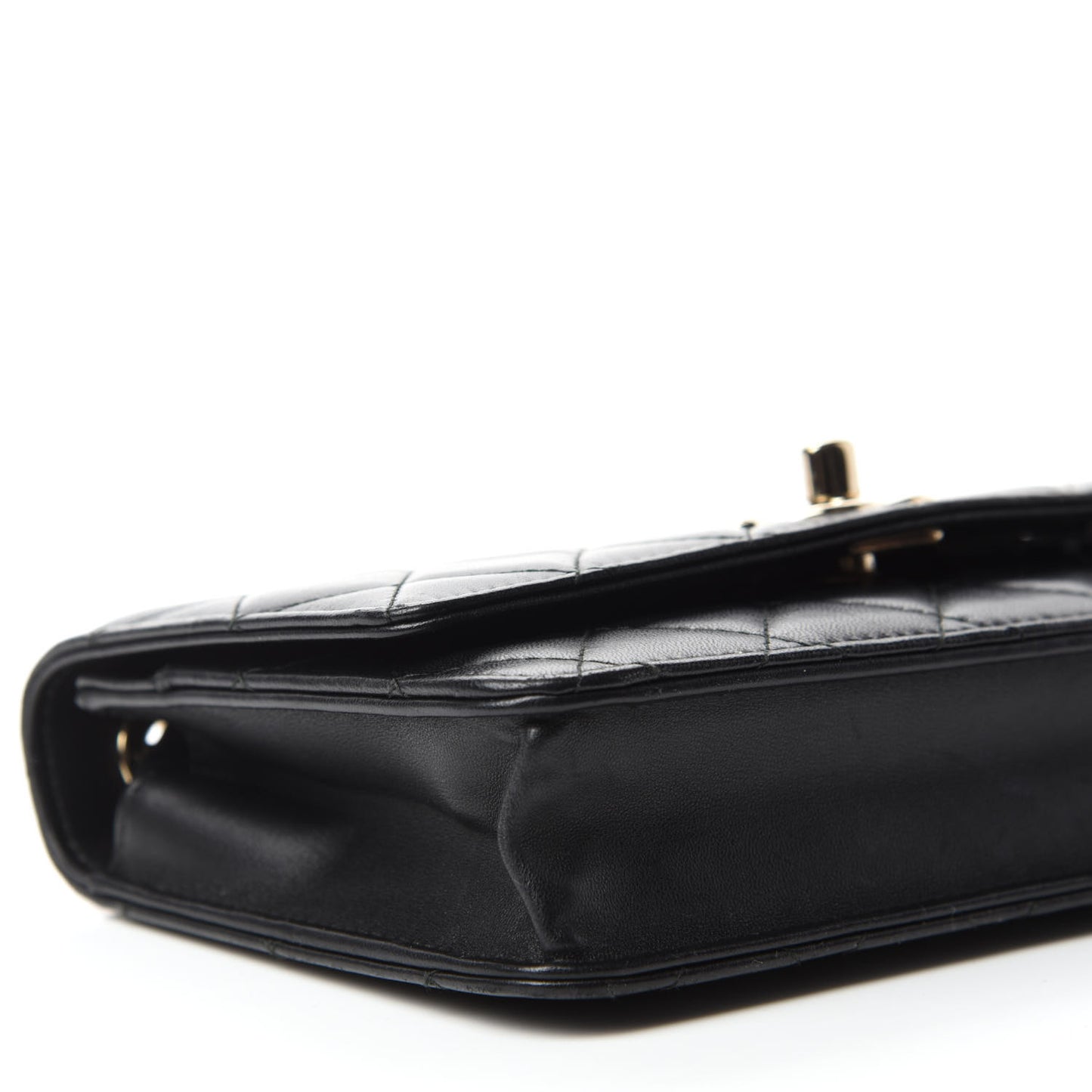 Lambskin Quilted Trendy CC Wallet On Chain WOC Black