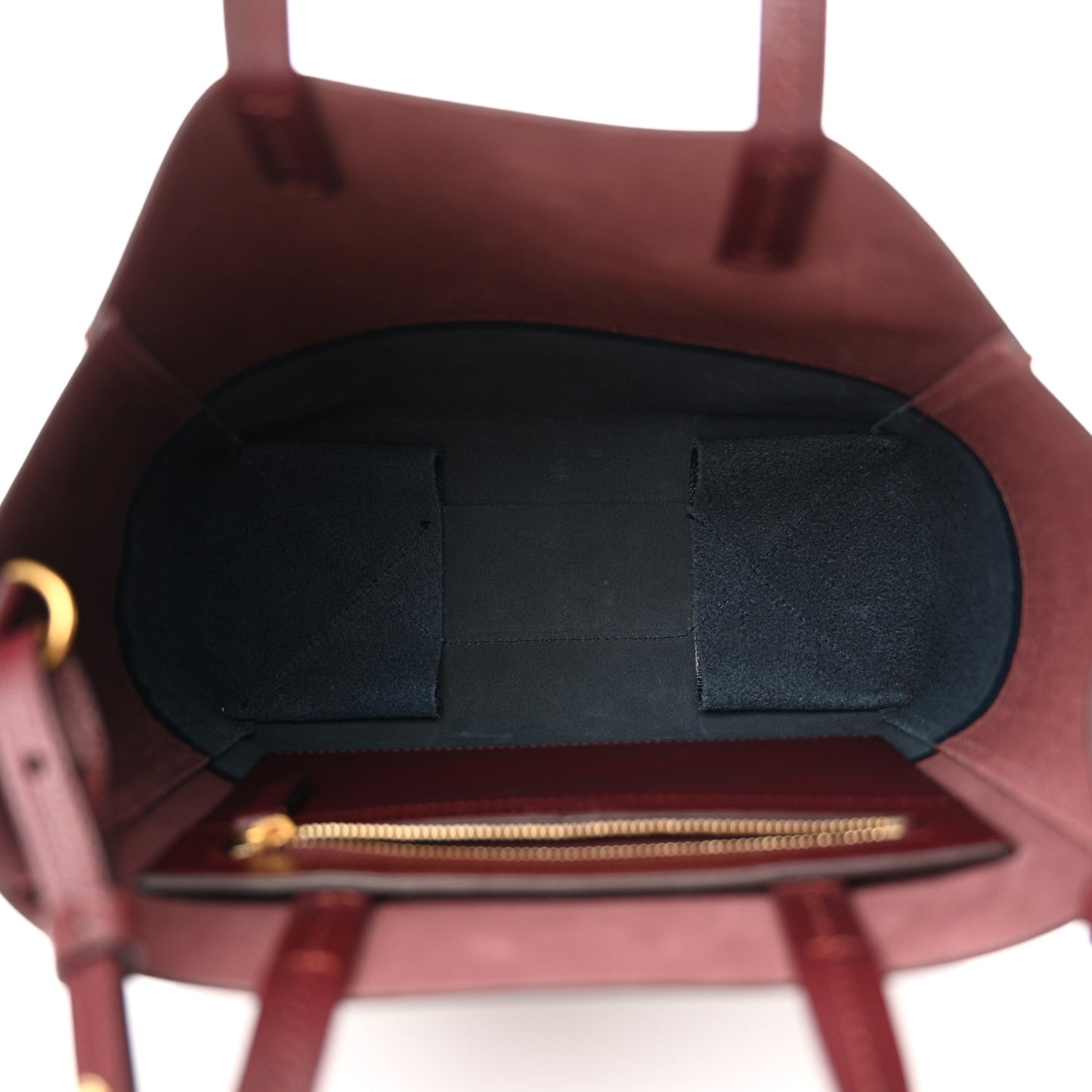 Grained Calfskin Small Vertical Bi-Cabas Navy Burgundy