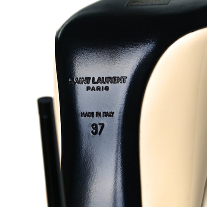 Saint Laurent Patent Calfskin Teddy High Vamp 105 Pumps 37 Porcellana 8 of 9