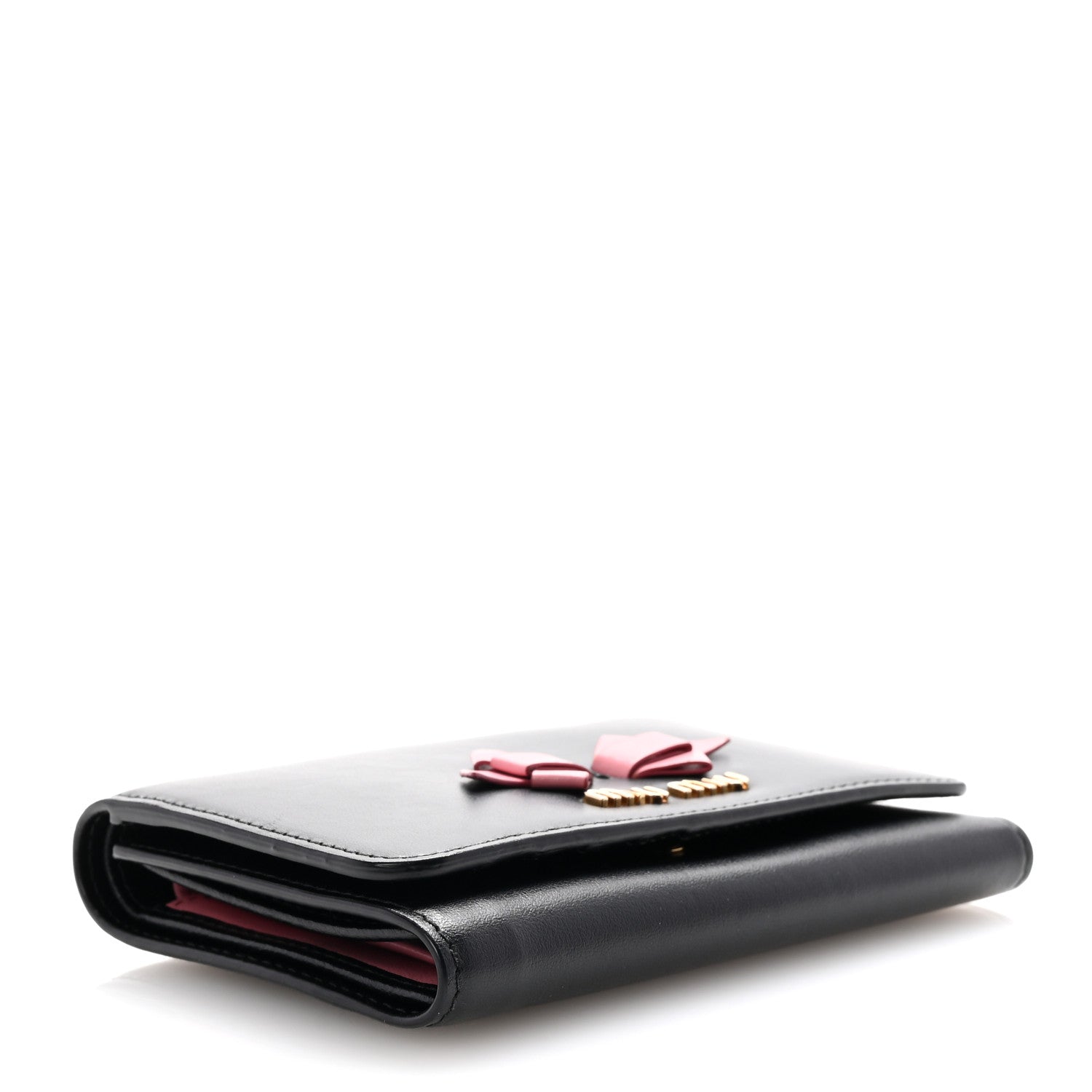 Miu Miu Soft Calf Fiocco Bow Wallet Black Petalo 1654066