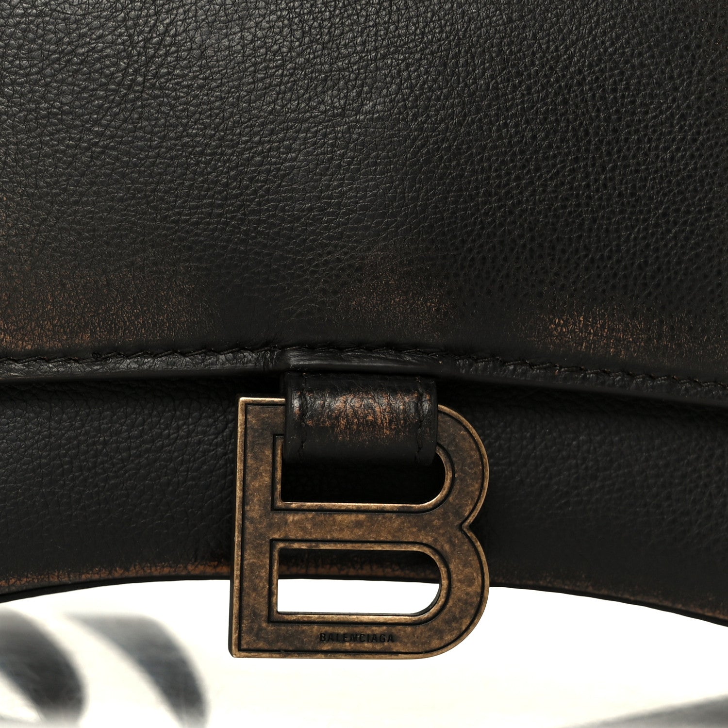 Balenciaga Used Calfskin Small Hourglass Top Handle Bag Brown 9 of 11