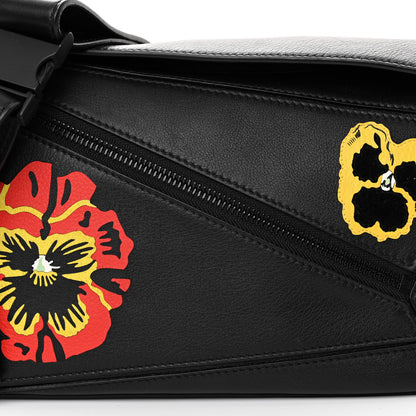 Loewe Calfskin Pansies Small Puzzle Bumbag Black 7 of 9