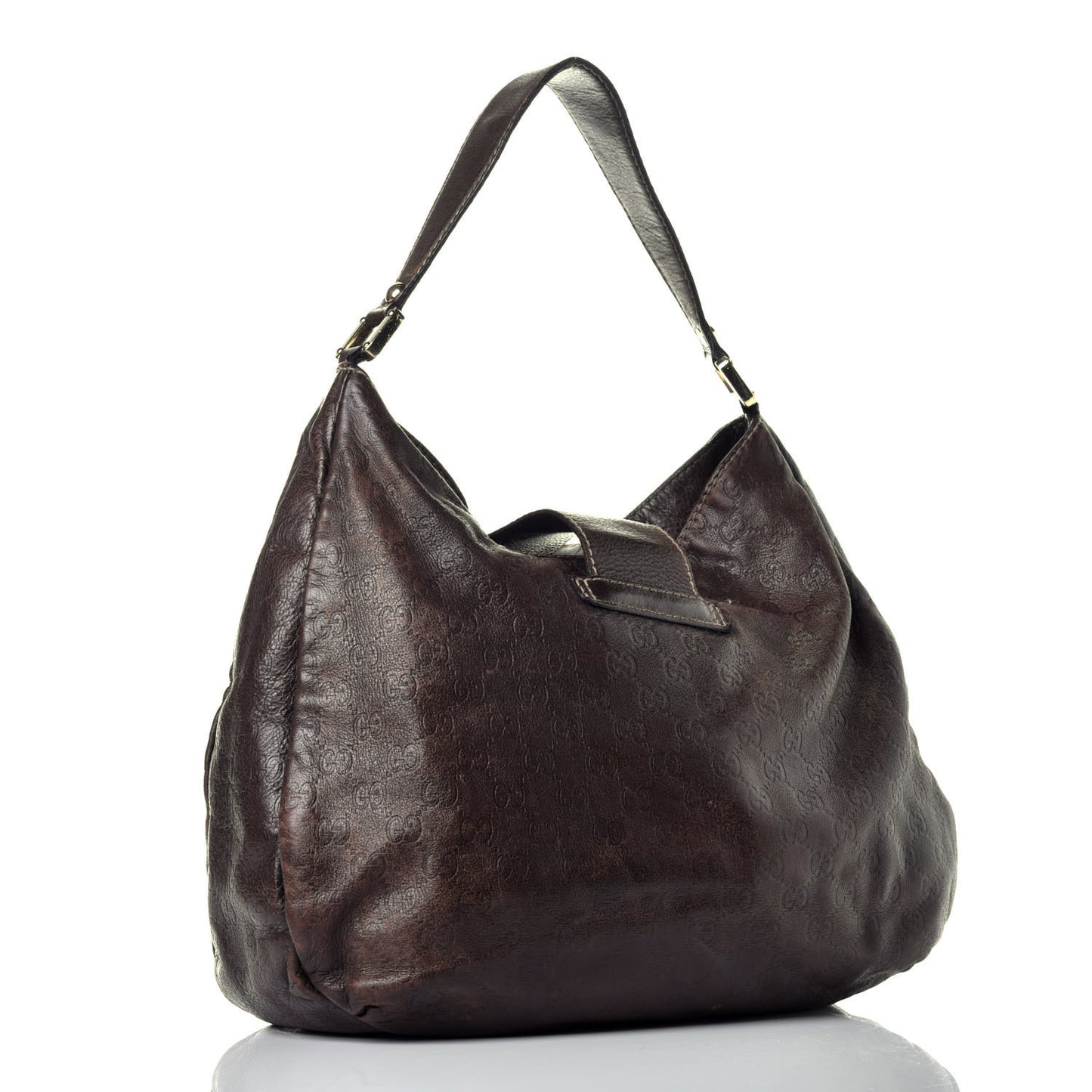Guccissima Large New Ladies Web Hobo Dark Brown