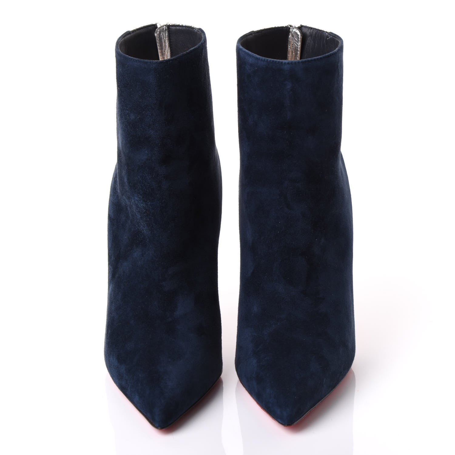 Christian Louboutin Veau Velours Mica 100 Delicotte Booties 38 Marine Silver 3 of 10