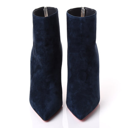 Christian Louboutin Veau Velours Mica 100 Delicotte Booties 38 Marine Silver 3 of 10
