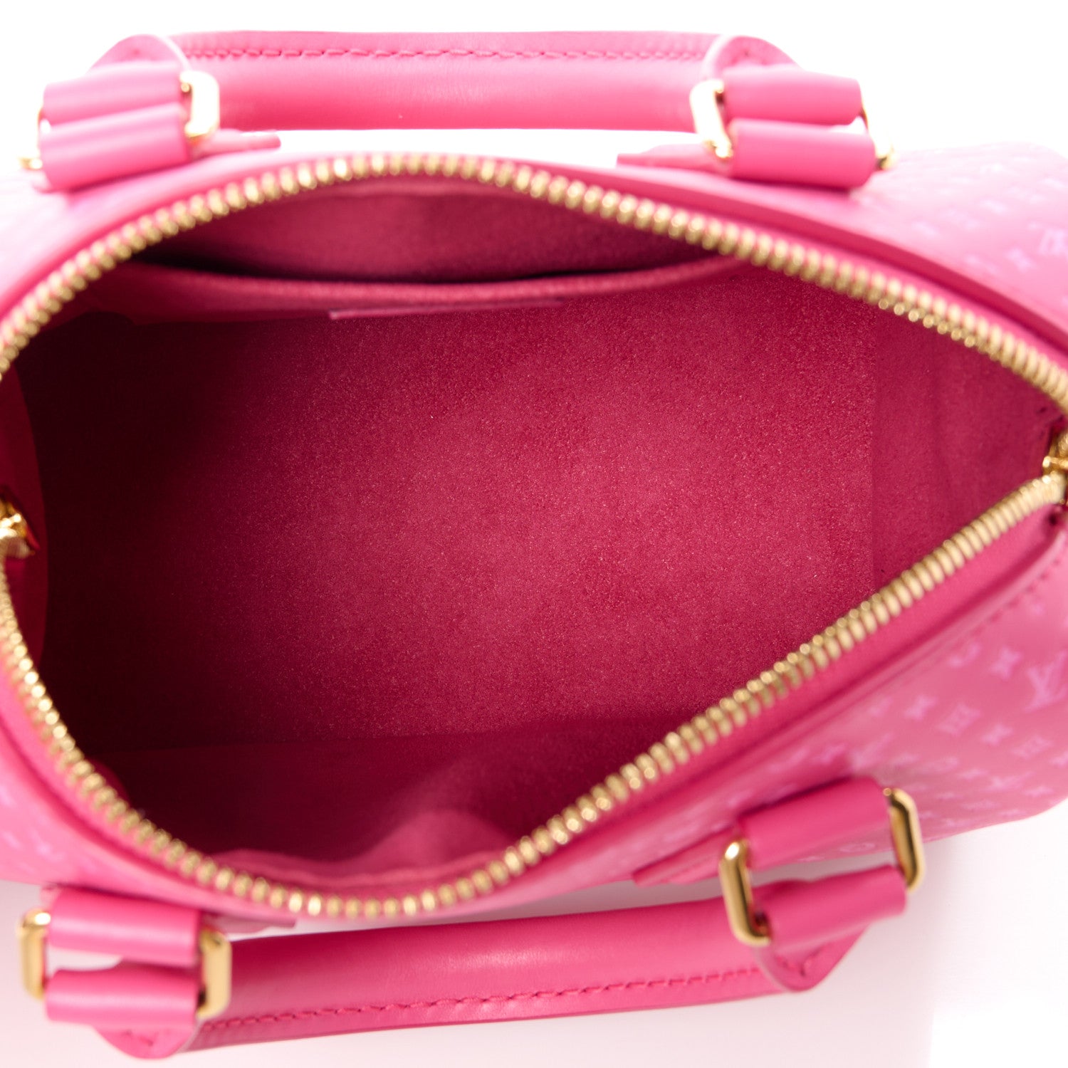 Louis Vuitton Calfskin Nanogram Embossed Speedy Bandouliere 20 Rose 5 of 12