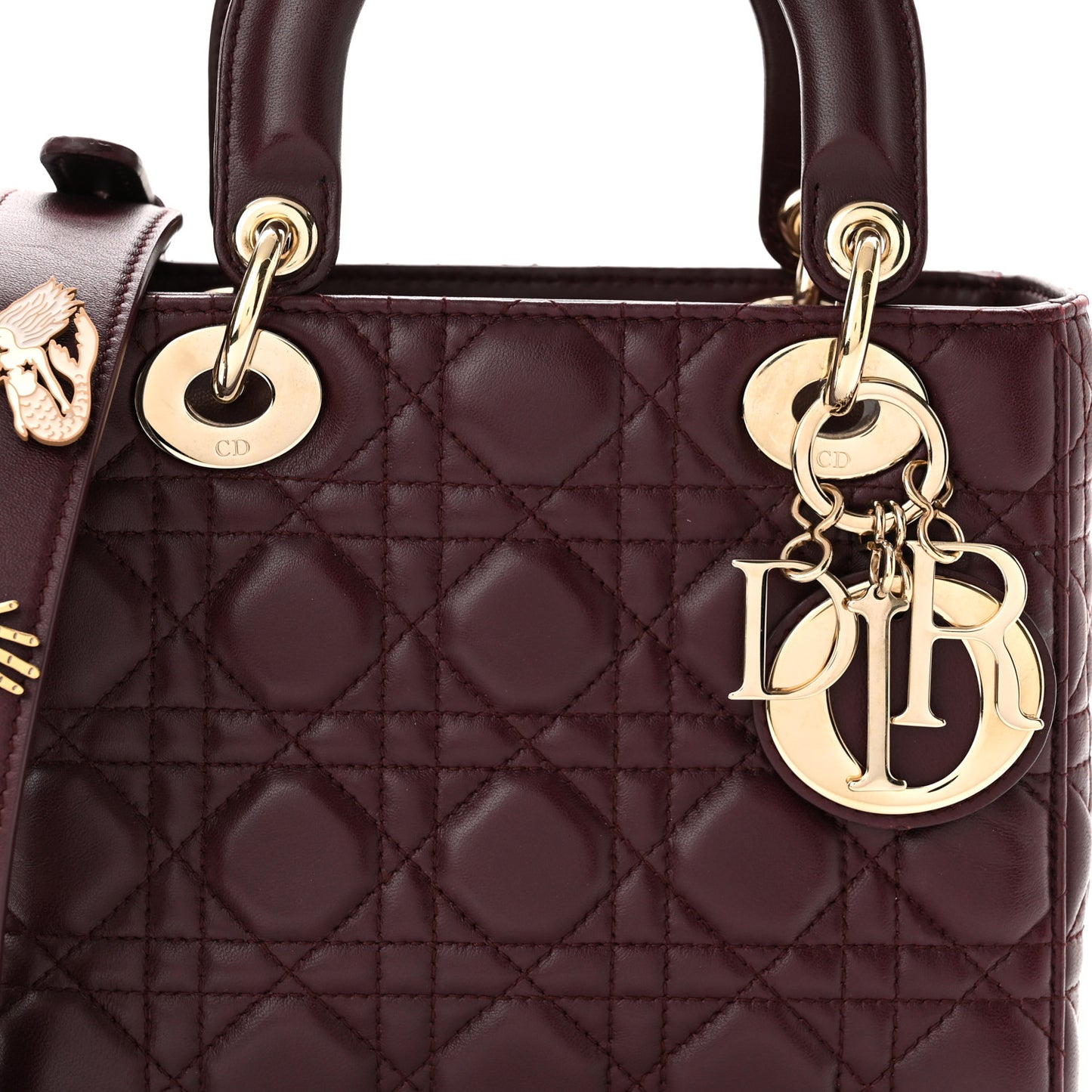 Lambskin Cannage Small Lucky Badges My Lady Dior Plum