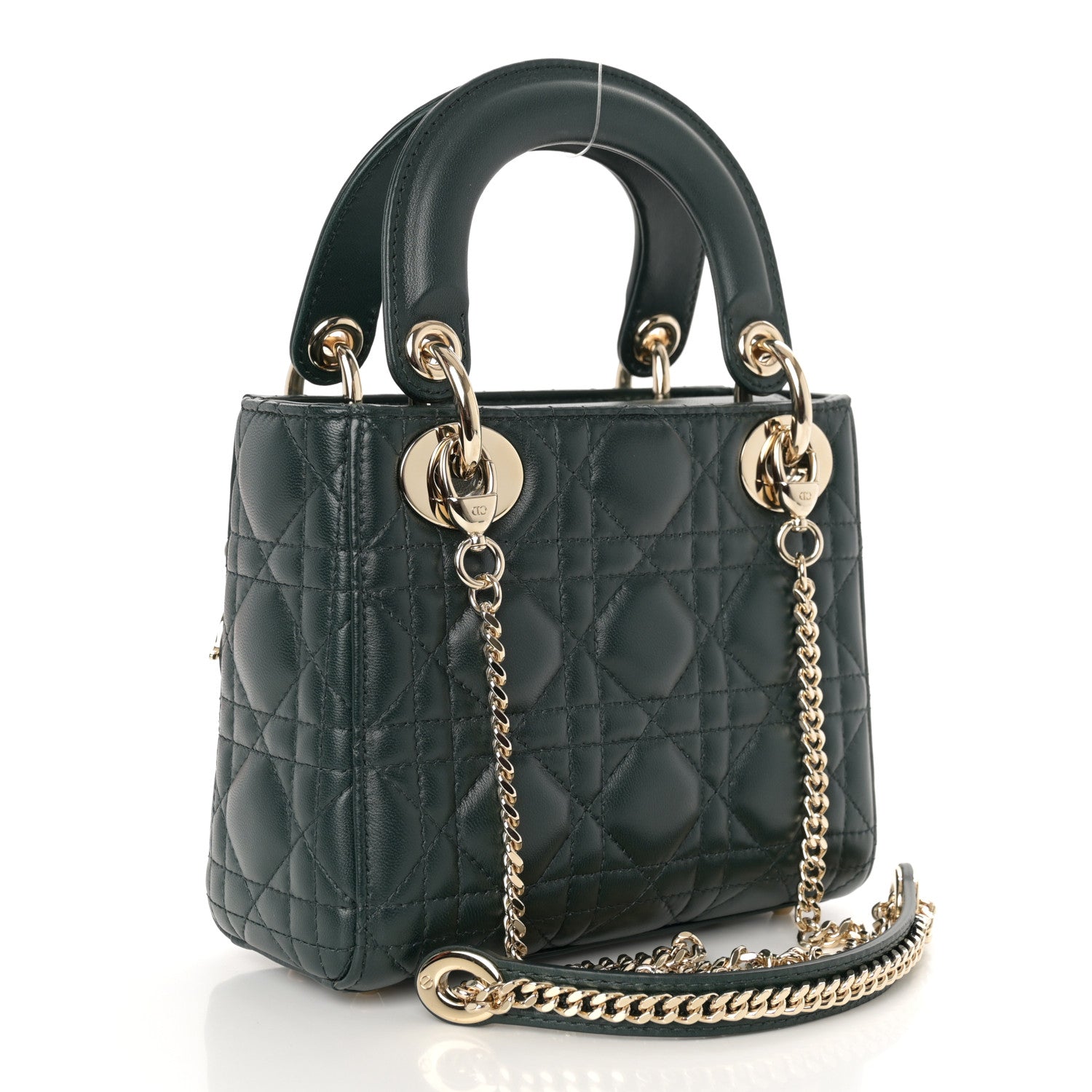 Christian Dior Lambskin Cannage Mini Lady Dior Dark Green 3 of 10
