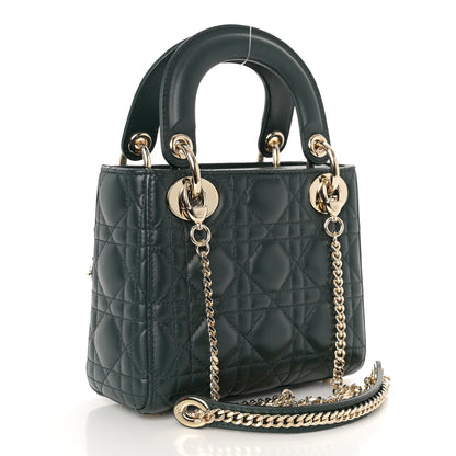 Christian Dior Lambskin Cannage Mini Lady Dior Dark Green 3 of 10