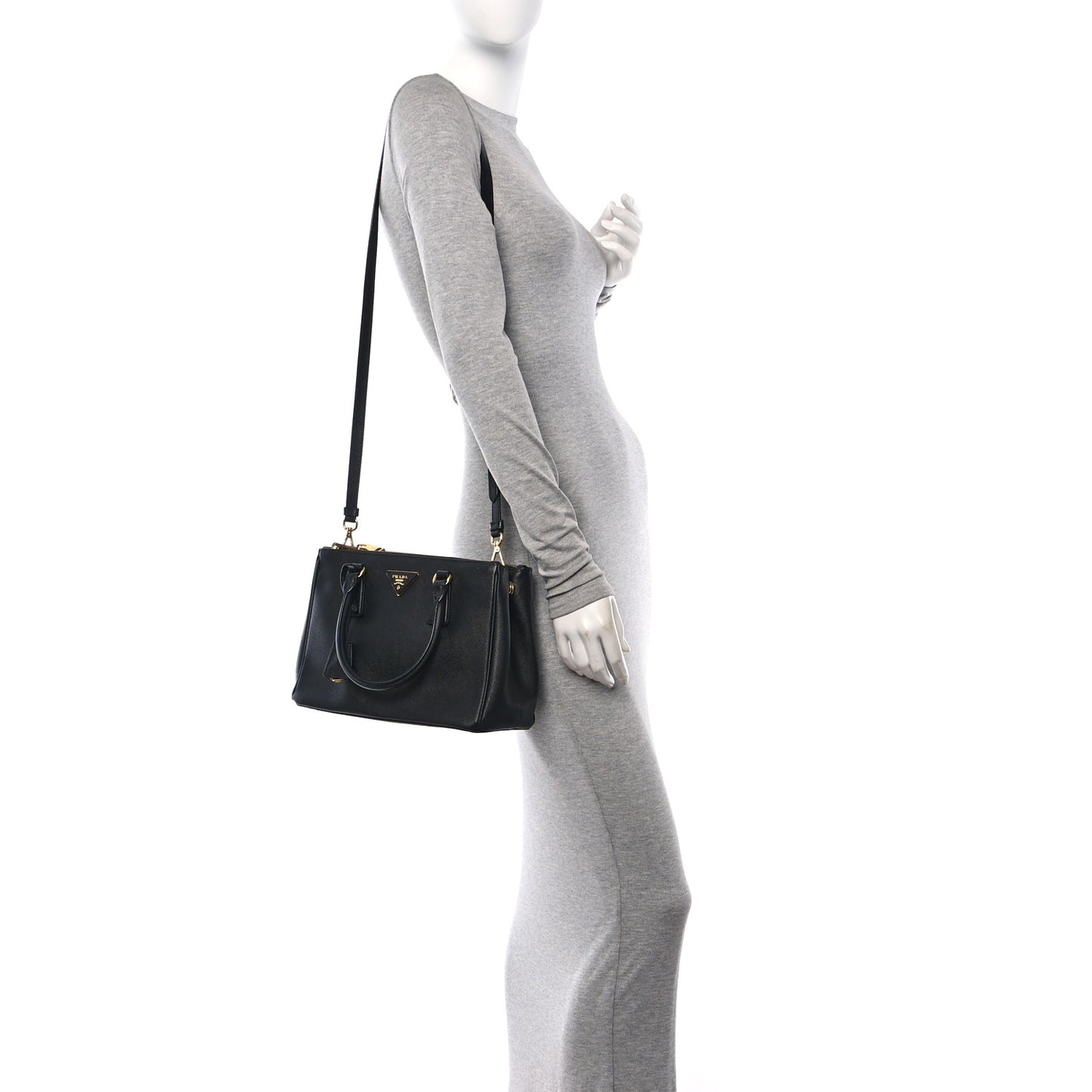 Saffiano Small Galleria Double Zip Tote Black