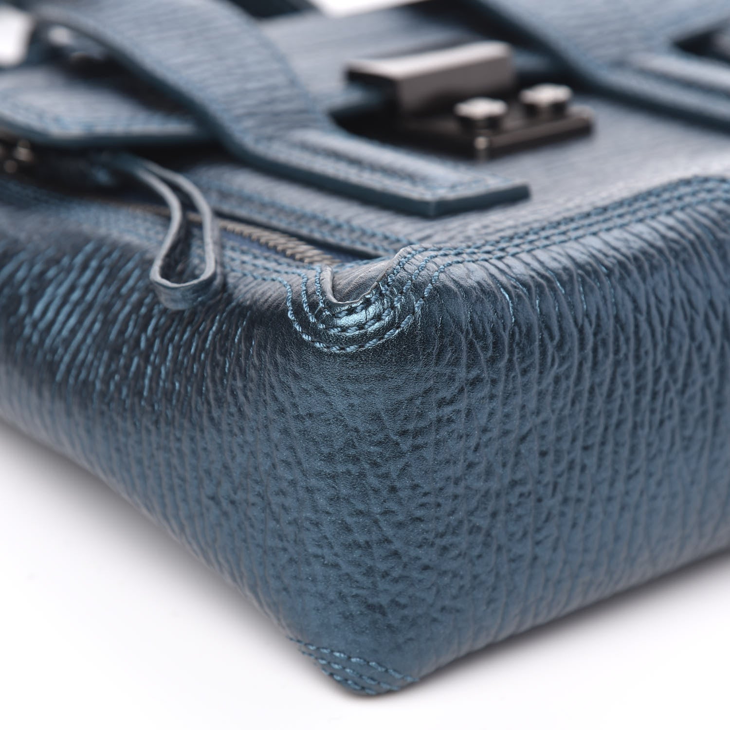 3.1 Phillip Lim 3.1 Metallic Textured Calfskin Mini Pashli Satchel Turquoise 9 of 10