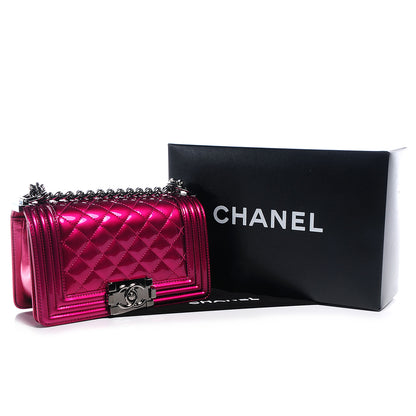 Chanel Metallic Patent Calfskin Quilted Small Boy Flap Pink 5 of 10