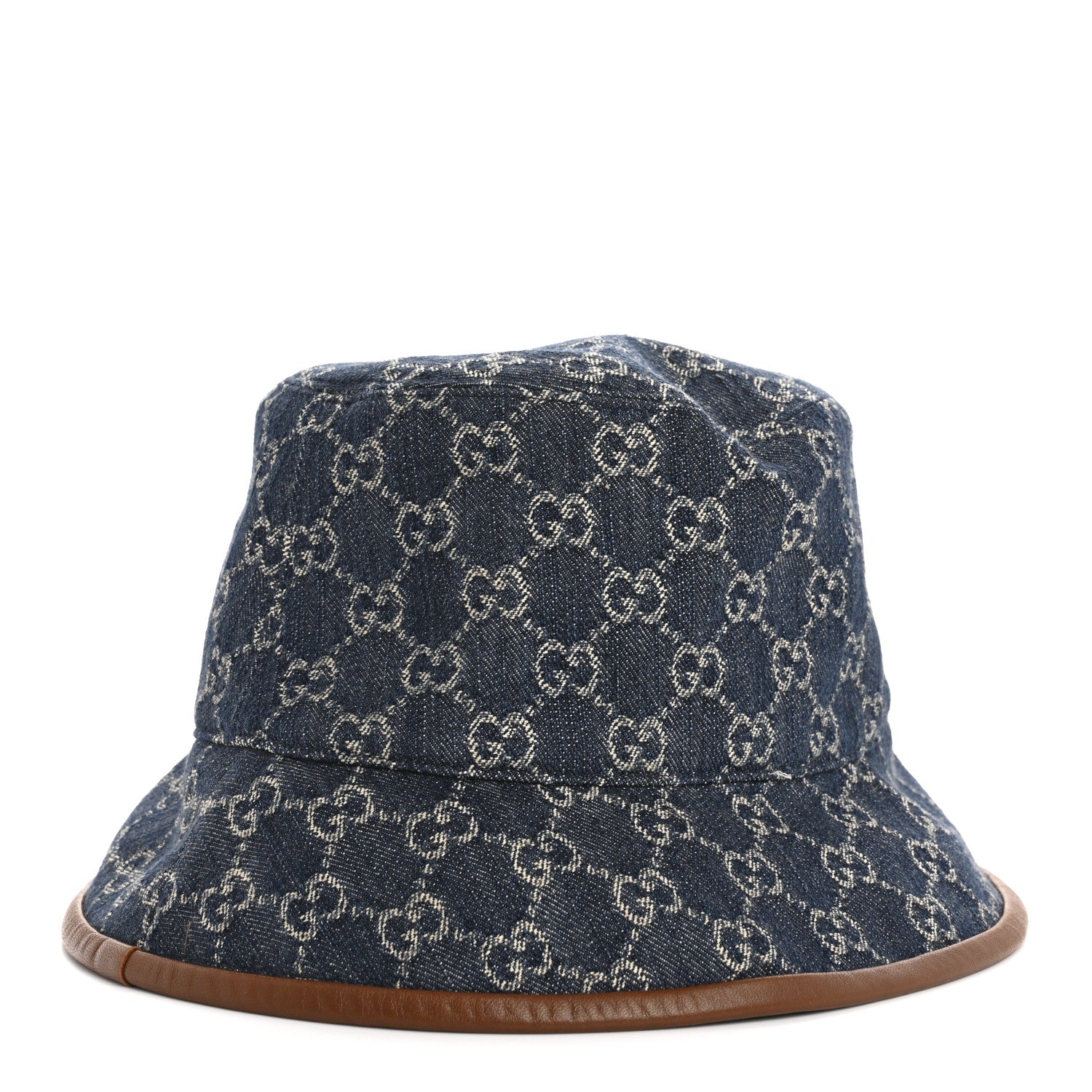 Gucci Washed Jacquard Denim Nappa GG Monogram Oscar Bucket Hat M Denim Cuir 1 of 9