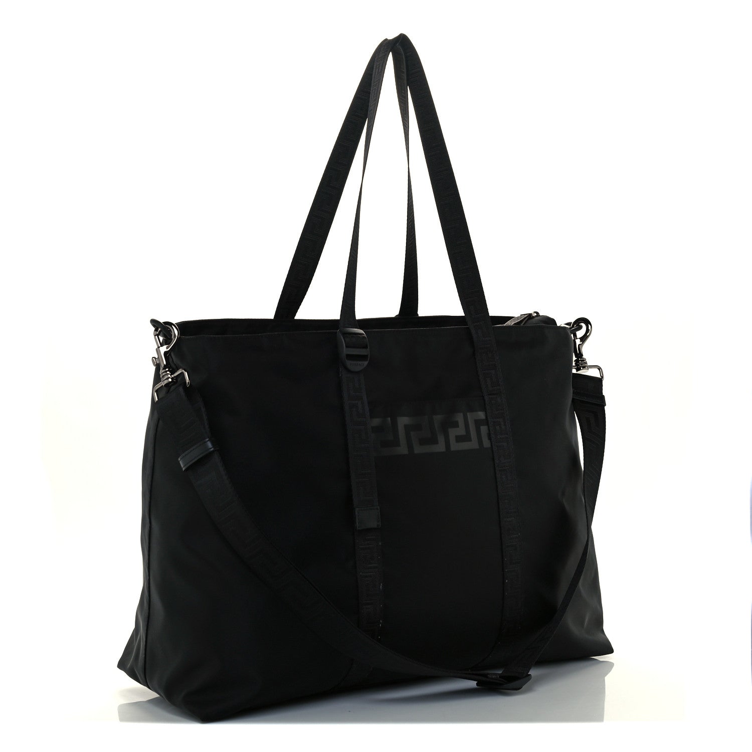 Versace Nylon La Greca Logo Tote Black 3 of 11