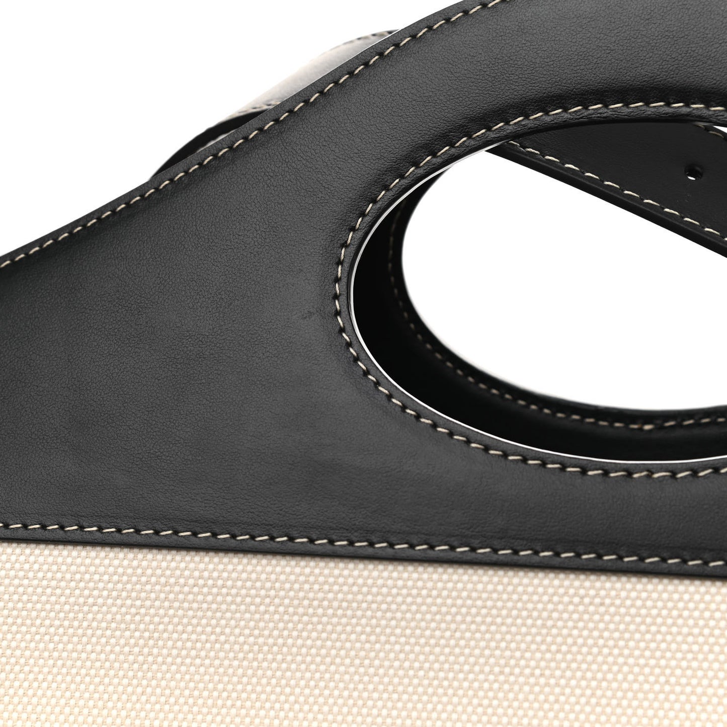 Canvas Smooth Calfskin Two Tone Medium Pocket Bag Natural Black