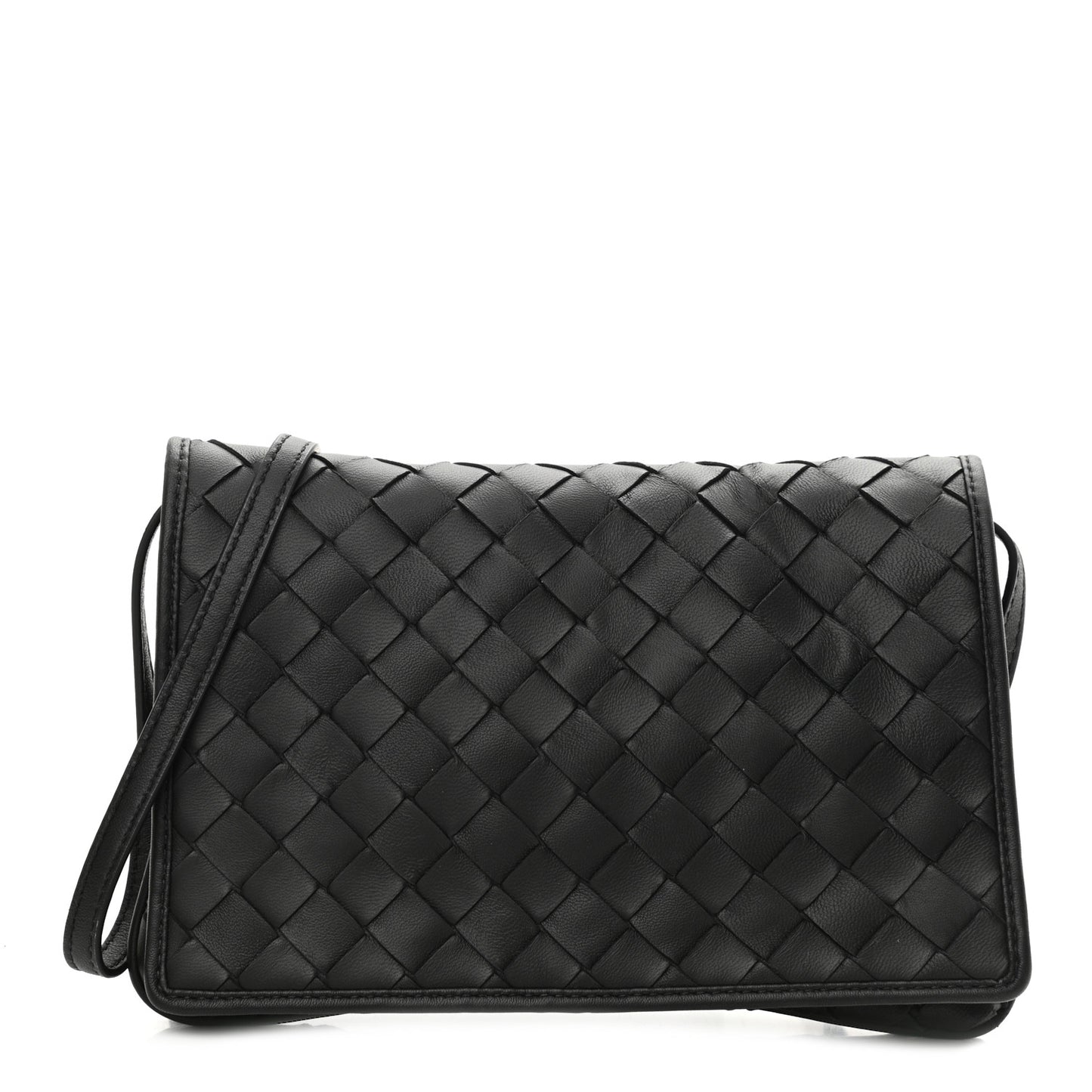 Nappa Intrecciato Crossbody Messenger Flap Black