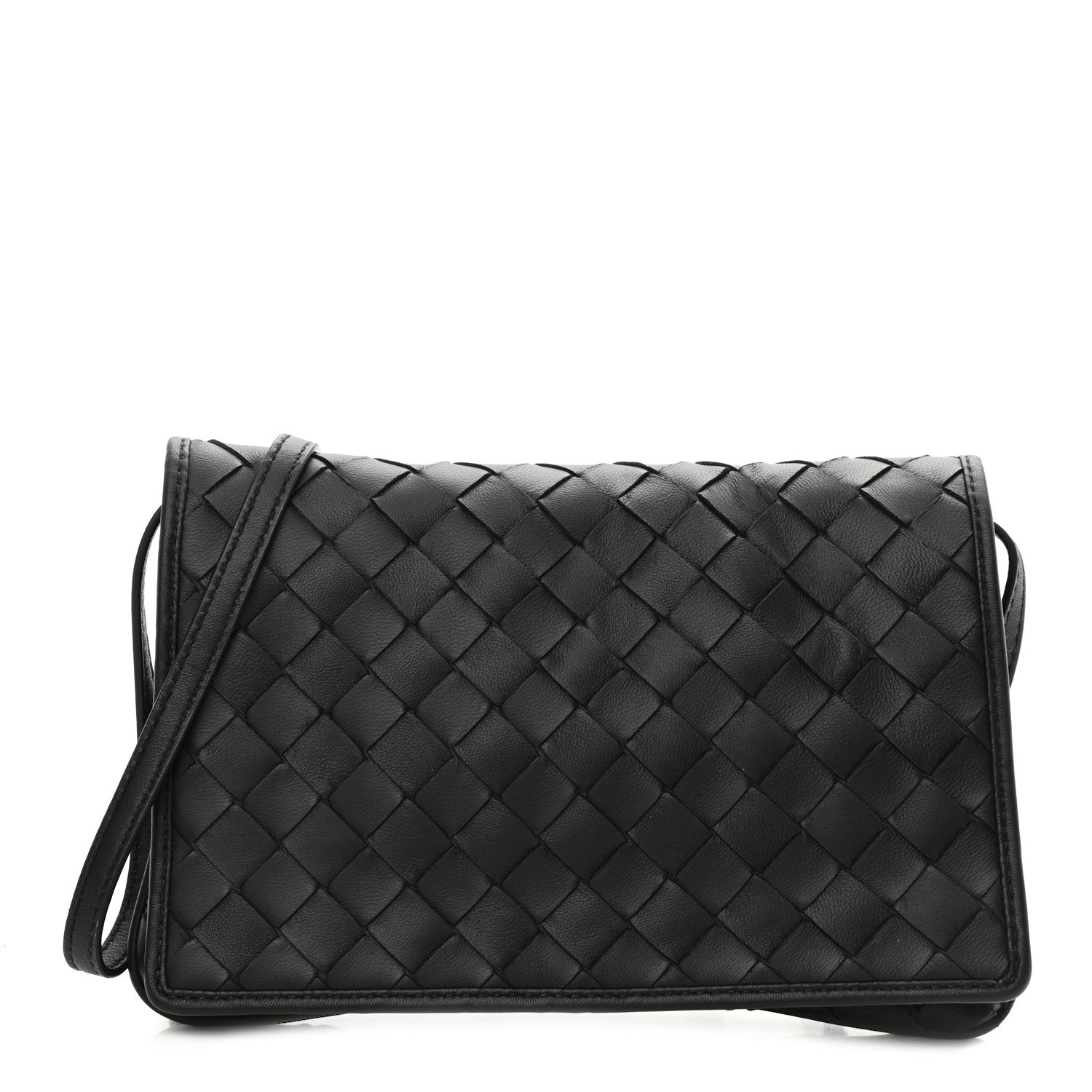 Bottega Veneta Nappa Intrecciato Crossbody Messenger Flap Black 1 of 10