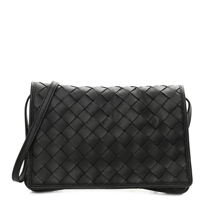 Bottega Veneta Nappa Intrecciato Crossbody Messenger Flap Black 1 of 10