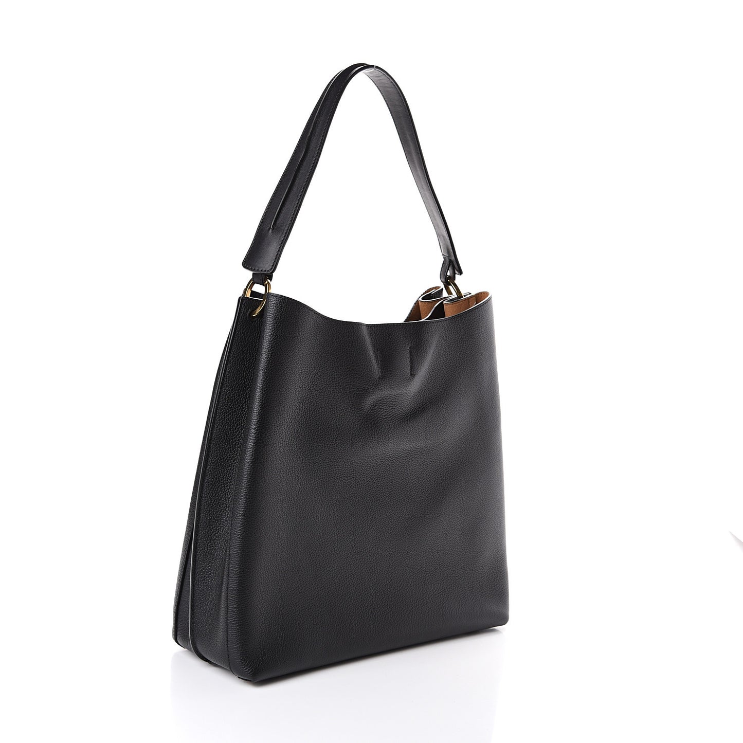 Grained Calfskin Large Milla Hobo Black
