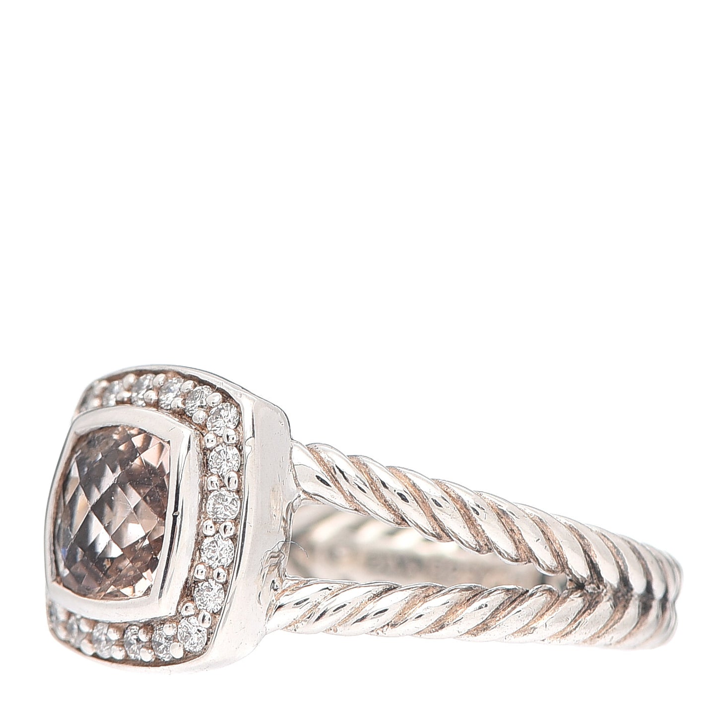 Sterling Silver Diamond Morganite 7mm Petite Albion Ring 54 7