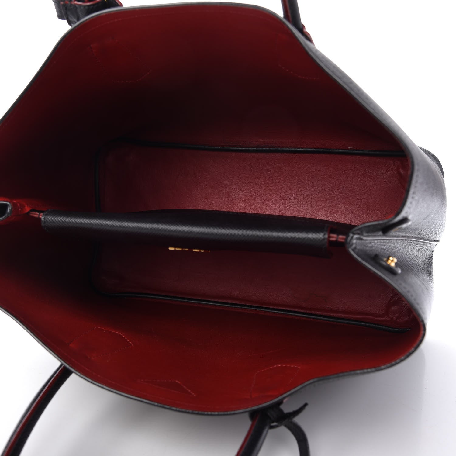 Prada Saffiano Cuir Medium Double Bag Black Fuoco 5 of 11