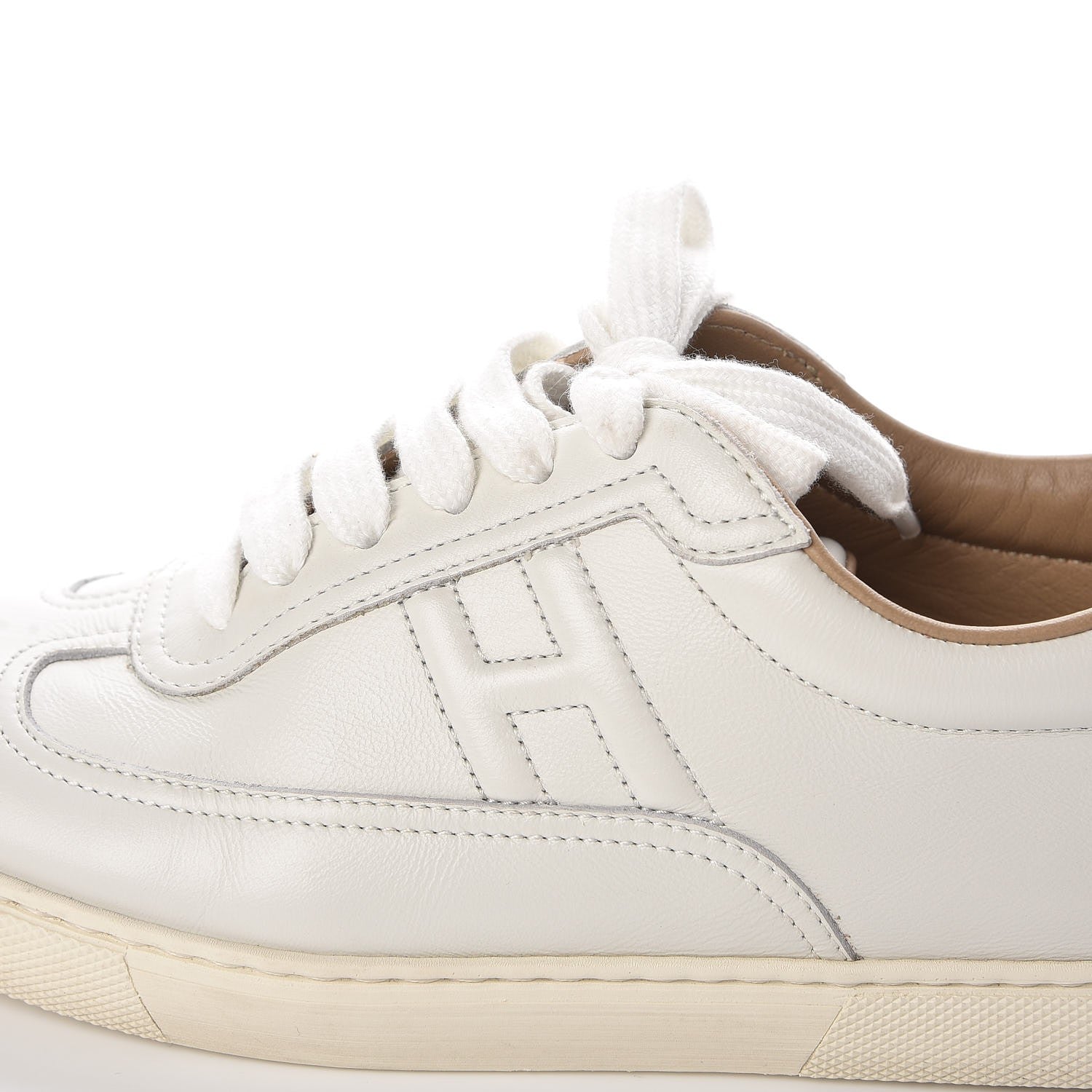Hermes Calfskin Quicker Sneakers 36.5 White Orange 9 of 10