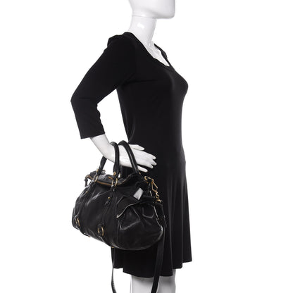 Miu Miu Vitello Lux Bow Tote Black 3 of 15