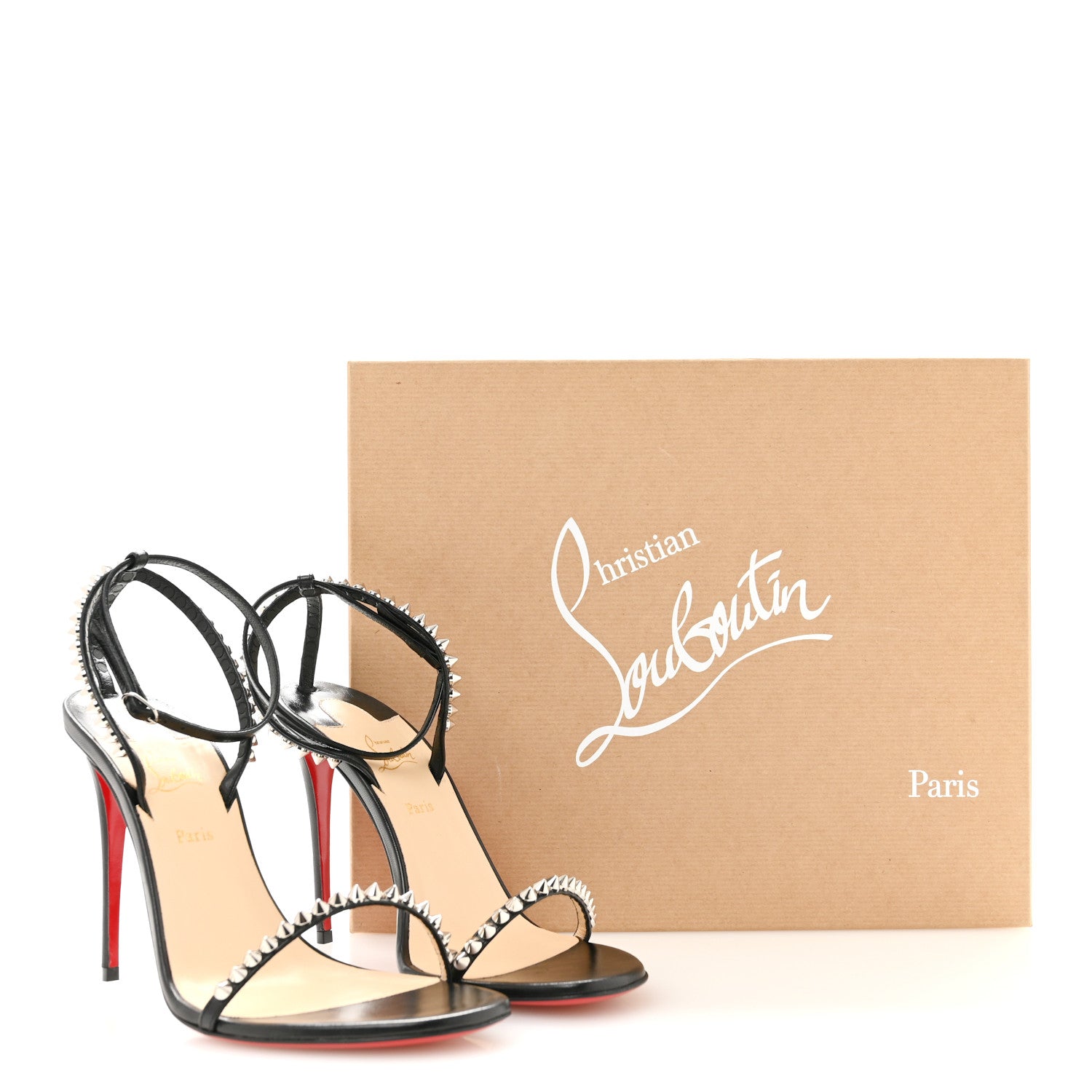 Christian Louboutin Kid Spiked So Me 100 Sandals 38.5 Black 9 of 9