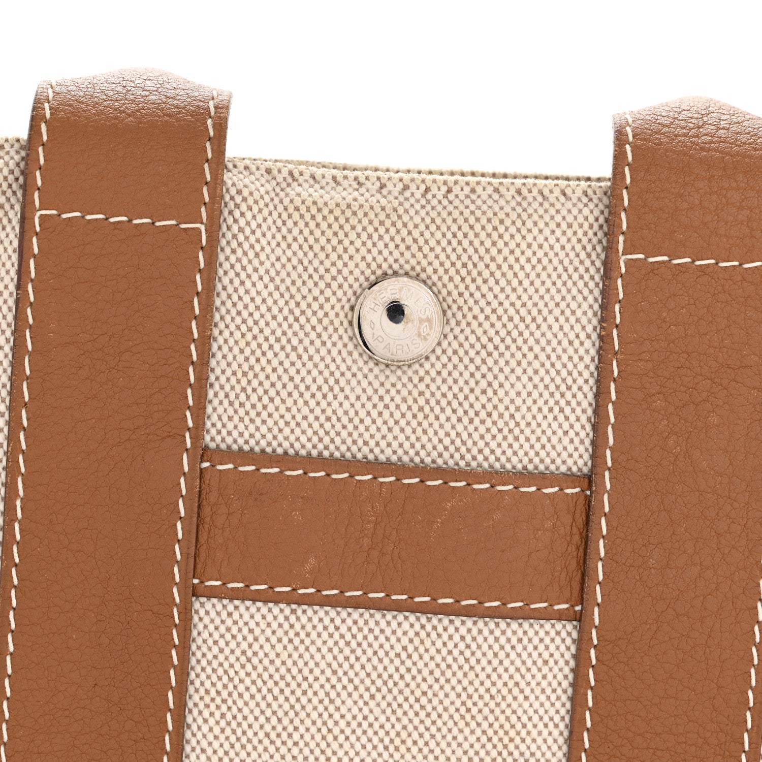 Hermes Toile Taurillon Clemence Sac Harnais Tote PM Beige Gold 11 of 13