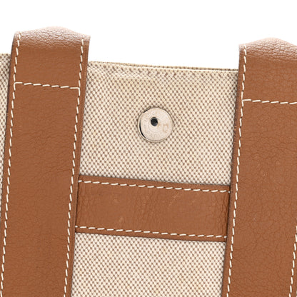 Hermes Toile Taurillon Clemence Sac Harnais Tote PM Beige Gold 11 of 13
