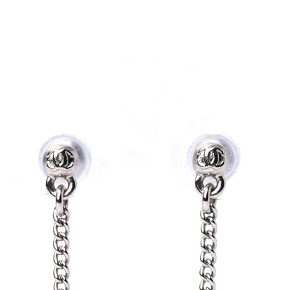 Chanel Baguette Crystal CC Drop Earrings Silver 4 of 4