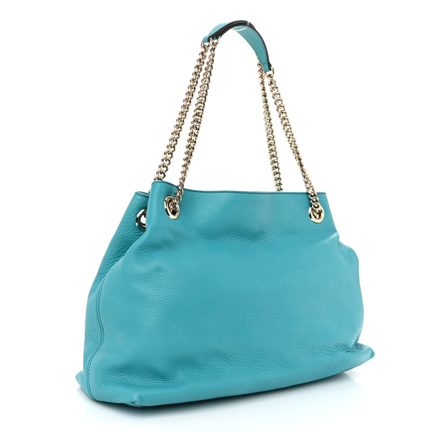 Gucci Pebbled Calfskin Medium Soho Chain Shoulder Bag Teal 3 of 12