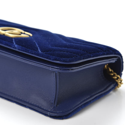 Gucci Velvet Matelasse GG Marmont Mini Bag Cobalt Blue 6 of 9