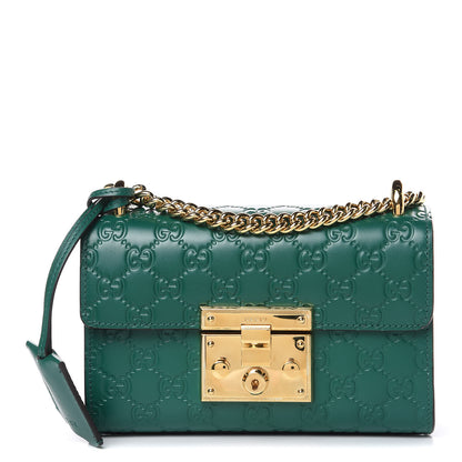 Gucci Guccissima Small Padlock Shoulder Bag Emerald 1 of 11