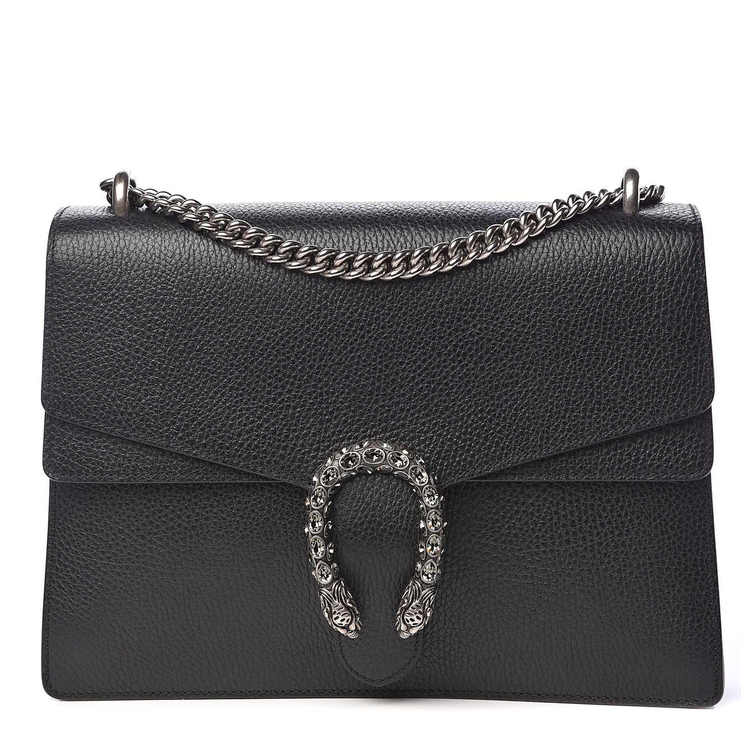 Dollar Calfskin Crystal Medium Dionysus Shoulder Bag Black Black Diamond