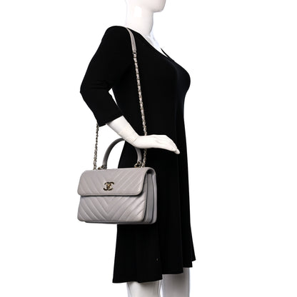 Chanel Lambskin Chevron Quilted Small Trendy CC Flap Dual Handle Bag Grey 2 of 10