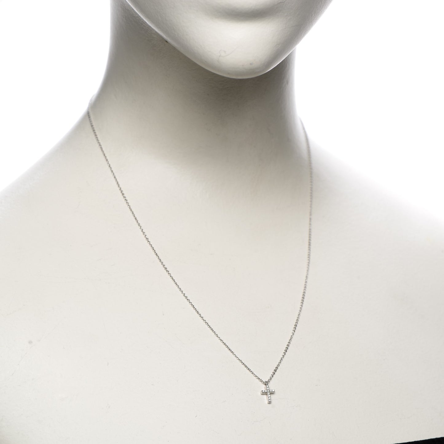 18K White Gold Diamond Mini Cross Pendant Necklace