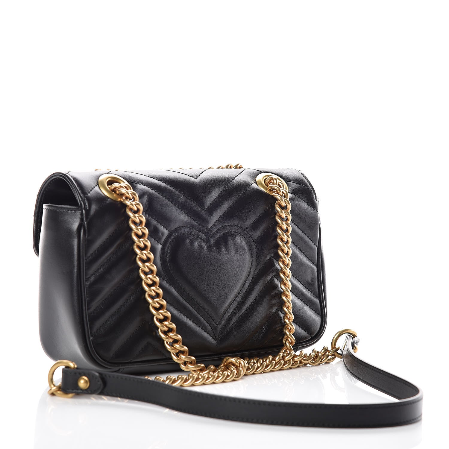 Gucci Calfskin Matelasse Mini GG Marmont Shoulder Bag Black 3 of 10