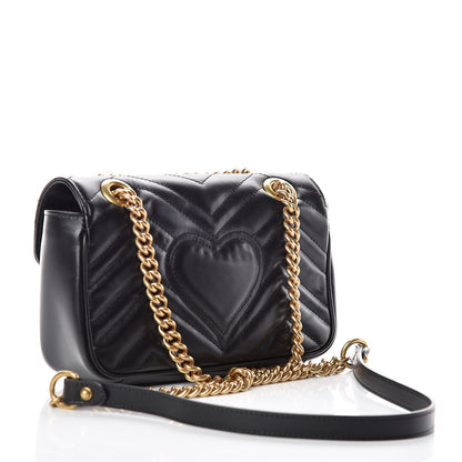 Gucci Calfskin Matelasse Mini GG Marmont Shoulder Bag Black 3 of 10